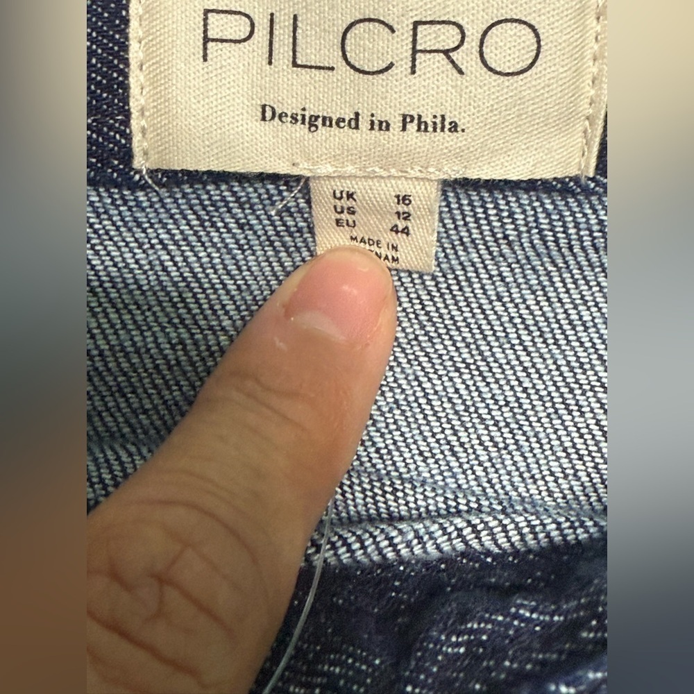 Anthropologie Pilcro Bow Denim Mini Skirt Size 12 - Picture 6 of 8